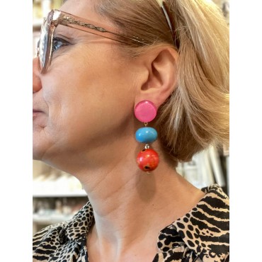 GEORGIA fuchsia turquoise & corail - Francine BRAMLI Paris