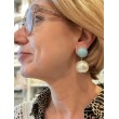 PERLE nacrée Cabochon bleu ciel - Francine BRAMLI Paris