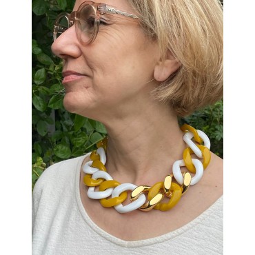 KEN Maillons Jaune, blanc & or - FRANCINE BRAMLI PARIS collier