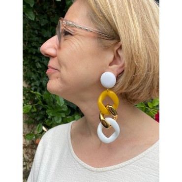 KARINA Maillons Jaune, blanc & doré - Francine BRAMLI Paris
