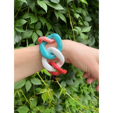 ANTHONY Maillons corail, turquoise, blanc, trspt, jaune - FRANCINE BRAMLI Paris bracelet