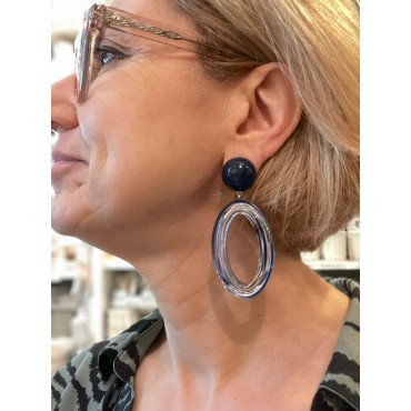 MIROIR Ovale Bleu - Francine BRAMLI Paris