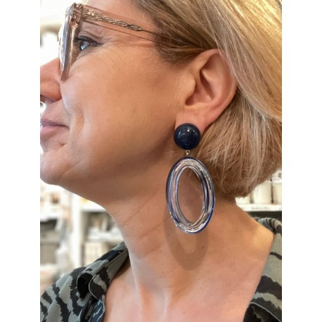 MIROIR Ovale Bleu - Francine BRAMLI Paris
