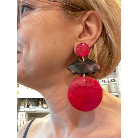 ANGELE nacre rouge et acétate - Francine BRAMLI Paris