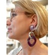 KEREN Maillons Violet/argenté - Francine BRAMLI Paris, boucles d'oreilles