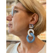KEREN Maillons blan. & bleu Cabochon Miroir - Francine BRAMLI Paris