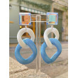 KEREN Maillons blan. & bleu Cabochon Miroir - Francine BRAMLI Paris