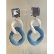 KEREN Maillons blan. & bleu Cabochon Miroir - Francine BRAMLI Paris