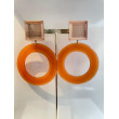 CREOLES Orange Cabochon miroir laser - Francine BRAMLI Paris