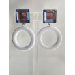 CREOLES blanc Cabochon miroir bleuté - Francine BRAMLI Paris