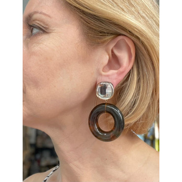 VANILLE marron kaki Cabochon miroir - Francine BRAMLI Paris