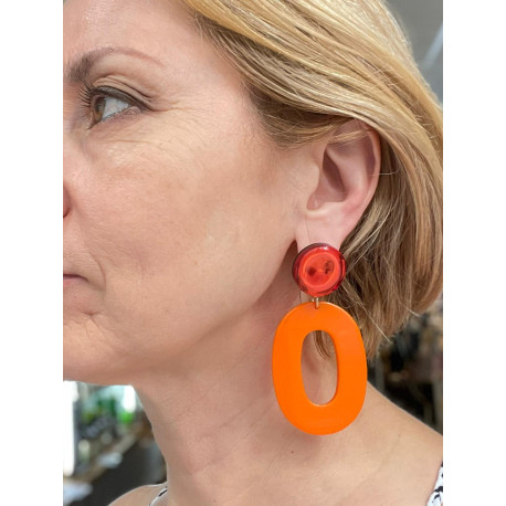 OVALE Orange Cabochon miroir - Francine BRAMLI Paris