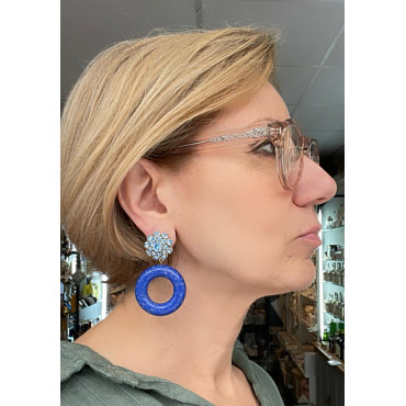 VANILLE bleu Cabochon cristal bleu - Francine BRAMLI Paris