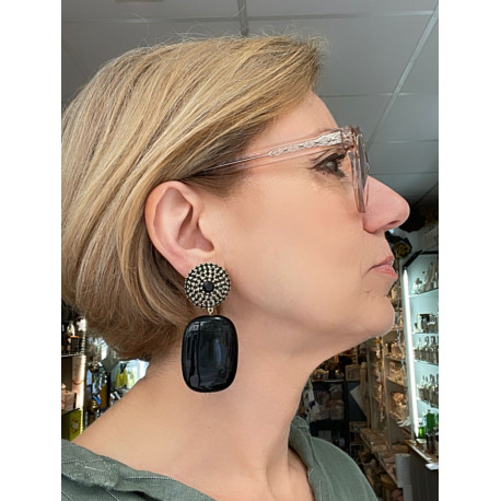 LINGOT noir Cabochon cristal - Francine BRAMLI Paris