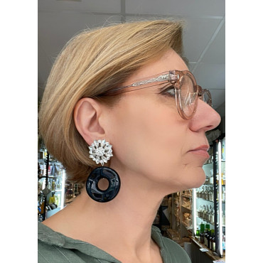FIONA noir Cabochon cristal - Francine BRAMLI Paris
