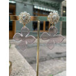 FLEUR rose pailleté Cabochon cristal - Francine BRAMLI Paris