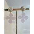 FLEUR rose pailleté Cabochon cristal - Francine BRAMLI Paris