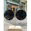 MYRIAM noir Cabochon cristal noir & blanc - Francine BRAMLI Paris