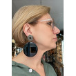 MYRIAM noir Cabochon cristal noir & blanc - Francine BRAMLI Paris