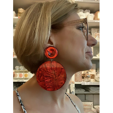 PALMA rouge froissé Cabochon miroir - Francine BRAMLI Paris