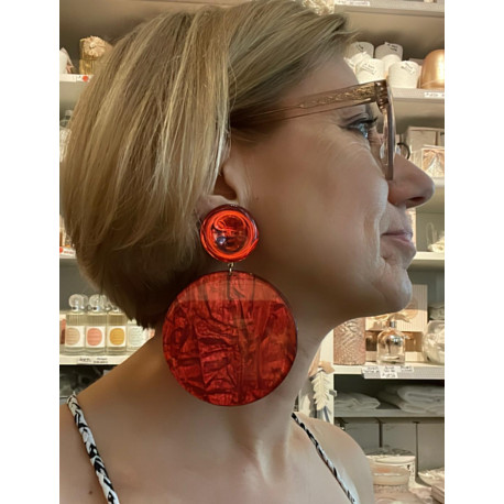 PALMA rouge froissé Cabochon miroir - Francine BRAMLI Paris