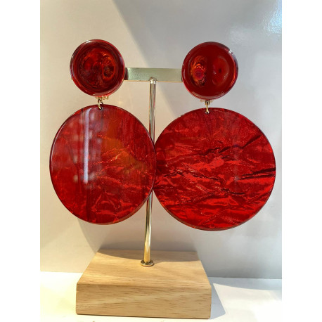 PALMA rouge froissé Cabochon miroir - Francine BRAMLI Paris