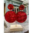 PALMA rouge froissé Cabochon miroir - Francine BRAMLI Paris