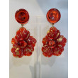 FLEUR rouge & doré Cabochon miroir - Francine BRAMLI Paris