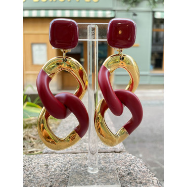 KARINE maillons bordeaux & doré - Francine BRAMLI Paris