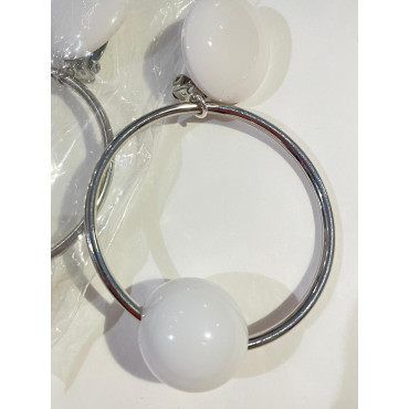 Boucles d'oreilles Blanc et argent - Francine BRAMLI Paris