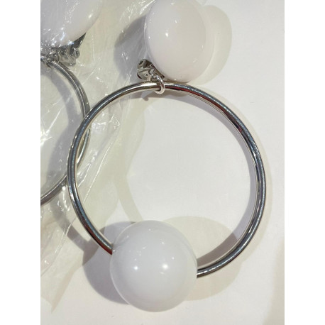 Boucles d'oreilles Blanc et argent - Francine BRAMLI Paris