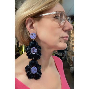 FLEUR BIS Noir & mauve - Francine BRAMLI Paris