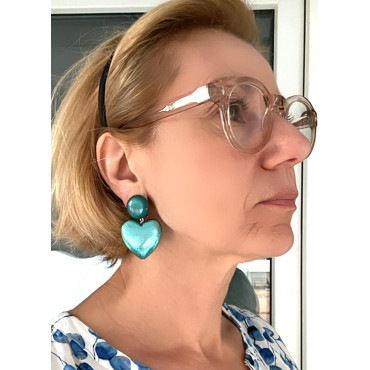 COEUR Turquoise feuille d'or - Francine BRAMLI Paris