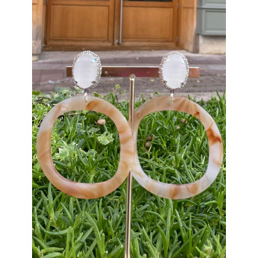 ASYME marbré ivoire  Cabochon cristal - Francine BRAMLI Paris