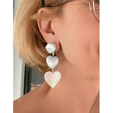 Doubles coeurs nacre & argent - Francine BRAMLI Paris