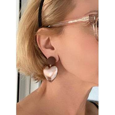 Coeurs Champagne Cabochon velours - Francine BRAMLI Paris
