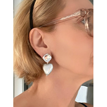 COEUR argenté Cabochon miroir - Francine BRAMLI Paris