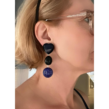 COEUR bleu majorica noire - Francine BRAMLI Paris