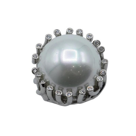 Bague ELISABETH argenté & perle - Francine BRAMLI Paris