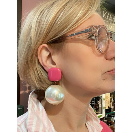 BELA Perle Nacrée cabochon rose - Francine BRAMLI Paris