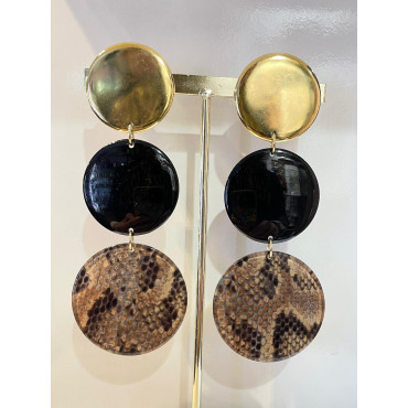 NINA Doré, noir & impression serpent - Francine BRAMLI Paris