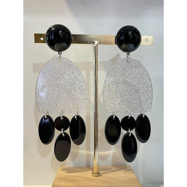 NINON Noir & transparent pailleté argenté - Francine BRAMLI Paris