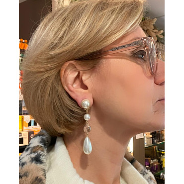 THEONIE 69 perle nacrée & cristal - Francine BRAMLI Paris