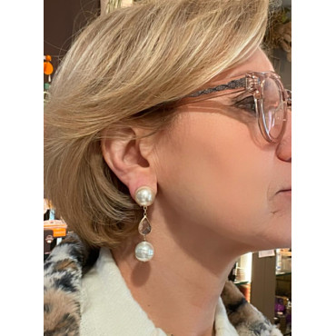 THEONIE 59 perle majorica nacrée & cristal - Francine BRAMLI Paris