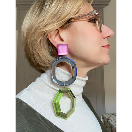OLYMPE Rose, bleu & vert - Francine BRAMLI Paris