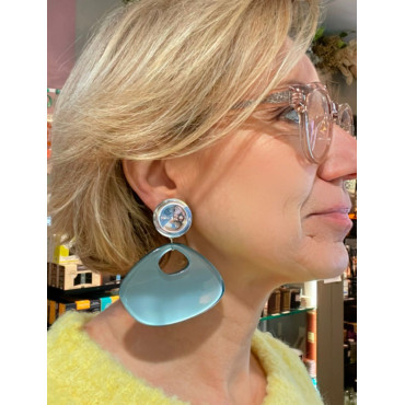 JACKY Bleutée Cabochon miroir - Francine BRAMLI Paris