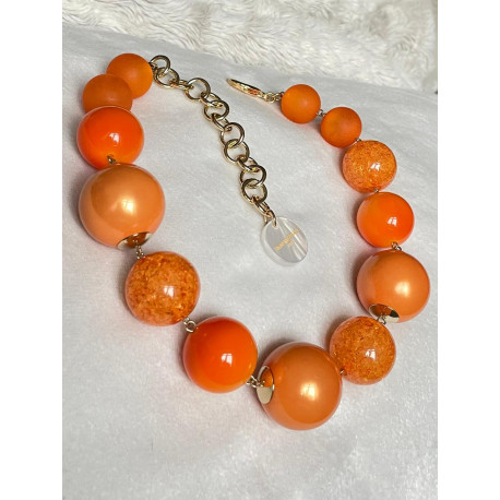 Collier OCTAVE perles oranges - Francine BRAMLI PARIS