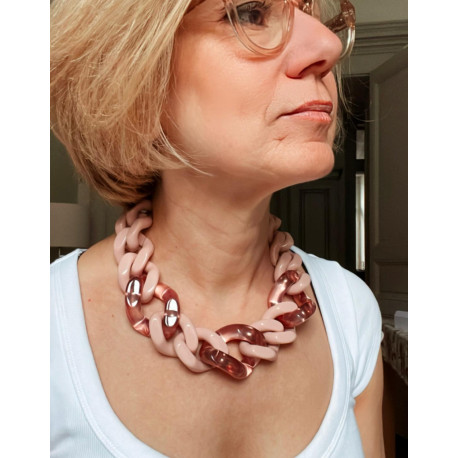 FREDDY Maillons roses - FRANCINE BRAMLI Paris collier