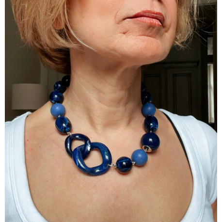 ORLANDO Bleu marine - Francine BRAMLI Paris Collier