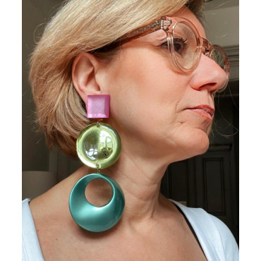 ISAE LG rose, jaune, turquoise - Francine BRAMLI Paris
